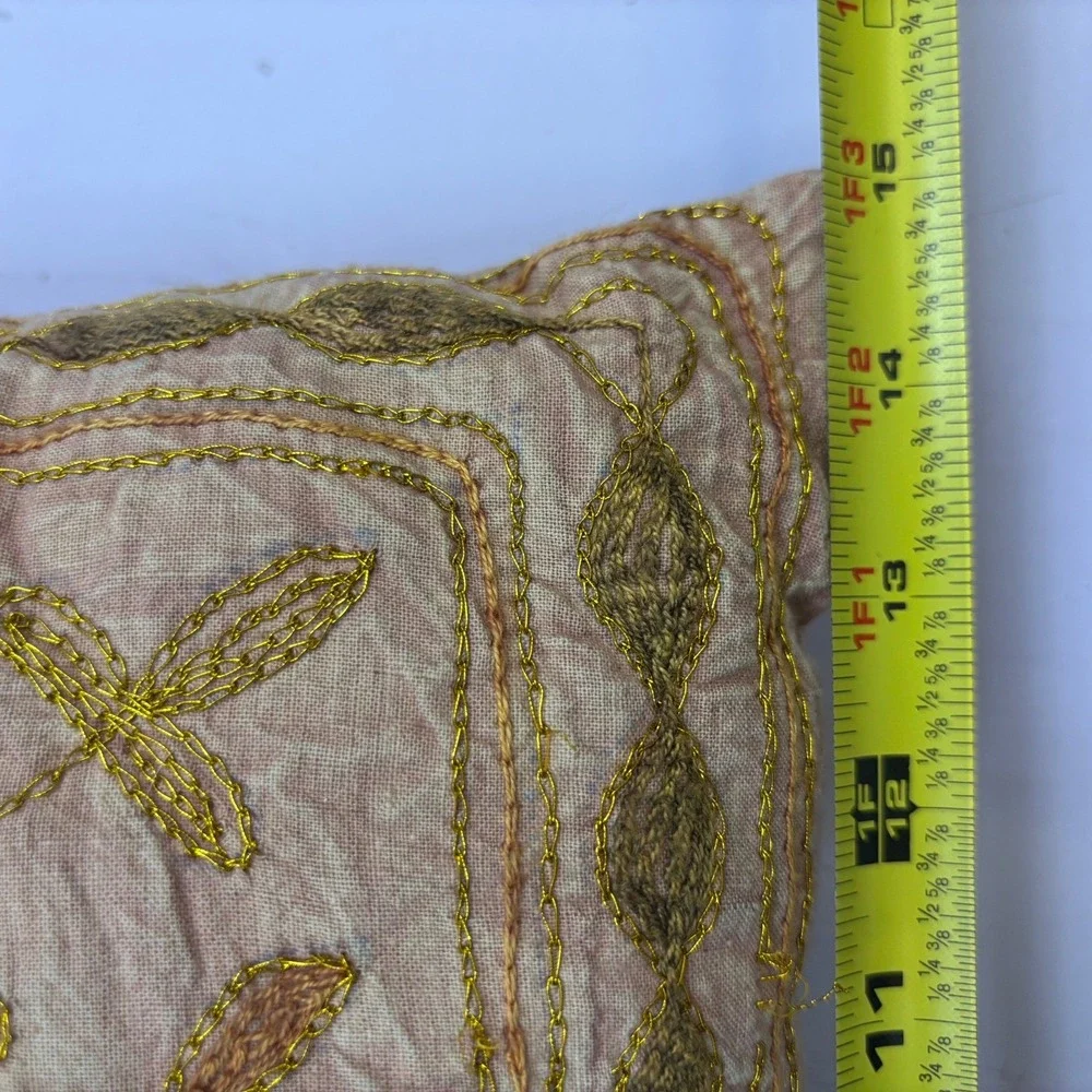Indian‎ Embroidered Elephant Cotton Pillow Cover Boho Gold Purple 15x15